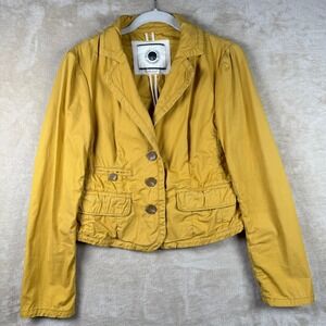 Daughters of the Liberation Anthropologie Mustard Yellow Cotton Blazer Jacket 4